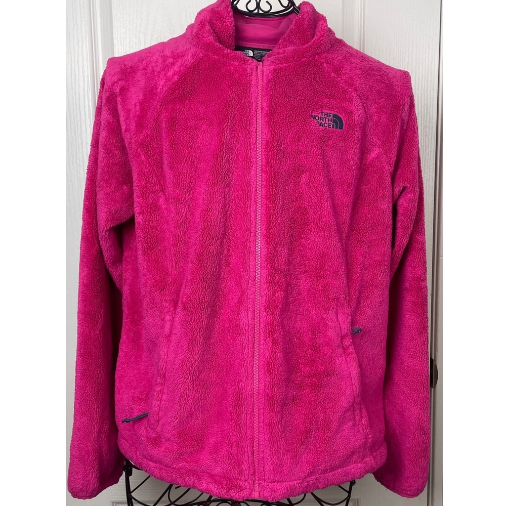 The North Face Osito 2 Pink Full Zip Fleece Jacket Coat Plush Large Magenta EUC